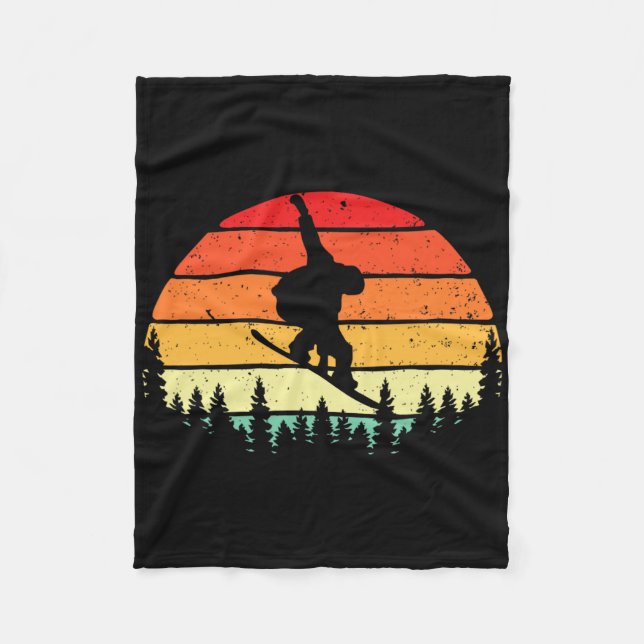 Retro Sunset Snowboarder - Snowboarden Winterspion Fleecedecke (Vorderseite)