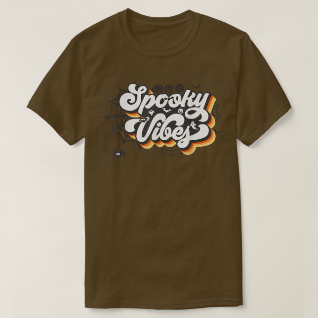 Retro Sunset Spooky Vibes Pumpkin Spooky Season Ha T-Shirt (Design vorne)