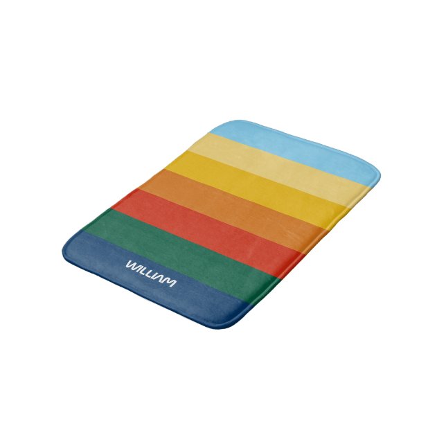 Retro Sunset Strips mit einfachem Leerzeichen, fei Badematte (Schrägansicht)