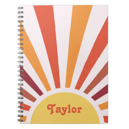 Retro Sunset Sun Rays Personalisierter Name Notizblock