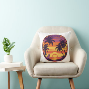 Retro Sunset & Surf Vibes Kissen