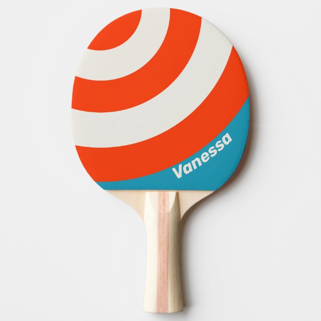 Retro Sunset Tide Rush Circle Stripe with Name Tischtennis Schläger (Vorderseite)