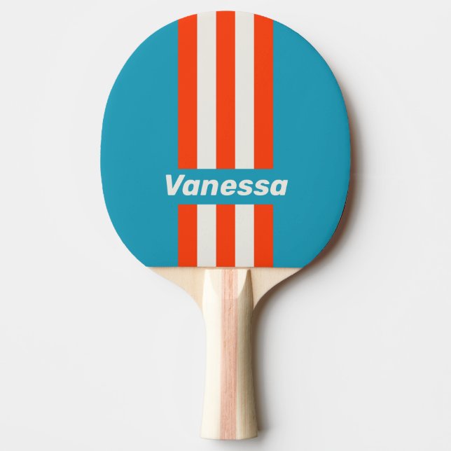 Retro Sunset Tide Rush Pin Stripes with Name Tischtennis Schläger (Vorderseite)