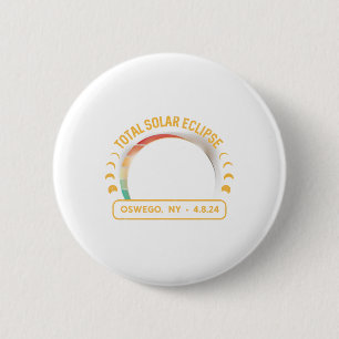 Retro Sunset Total Solar Eclipse Oswego New York Button