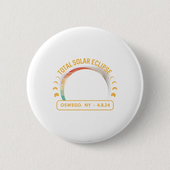 Retro Sunset Total Solar Eclipse Oswego New York Button (Vorderseite)