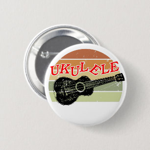 Retro Sunset Ukulele gestört Zeichnend Button