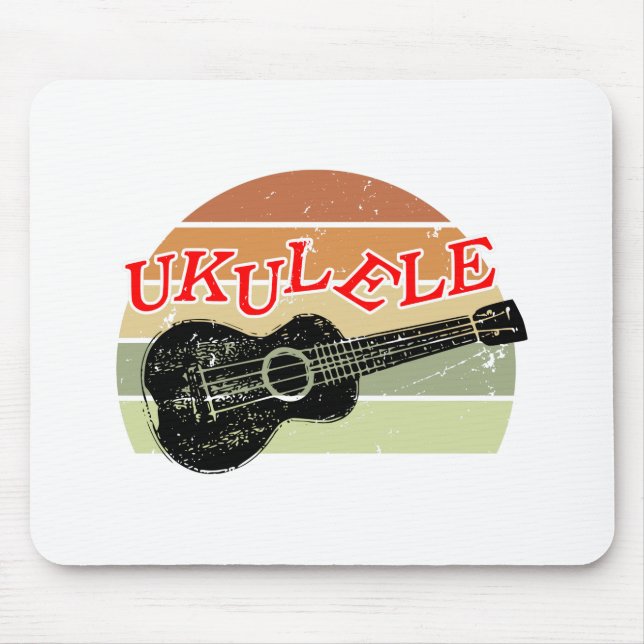 Retro Sunset Ukulele gestört Zeichnend Mousepad (Vorne)