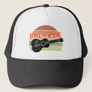 Retro Sunset Ukulele gestört Zeichnend Truckerkappe