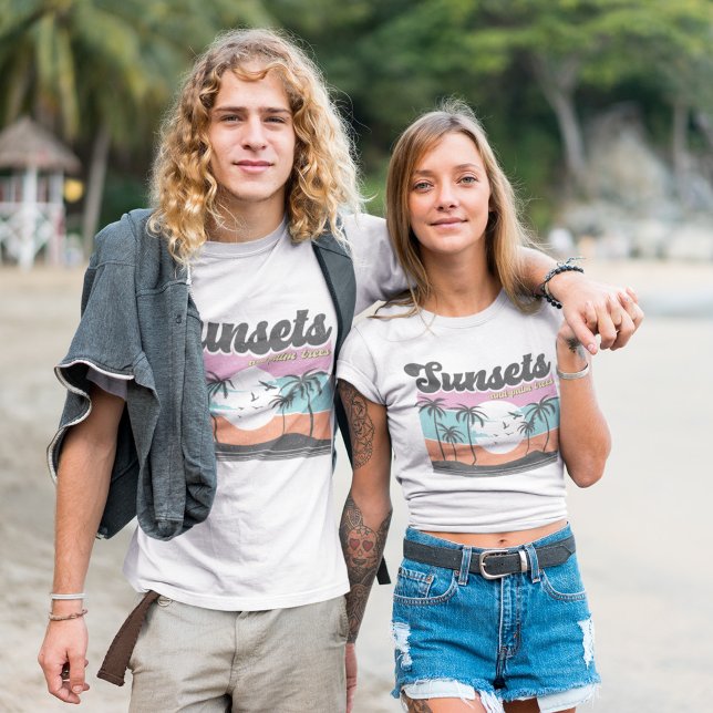 Retro Sunset und Palm Tree T-Shirt (Von Creator hochgeladen)