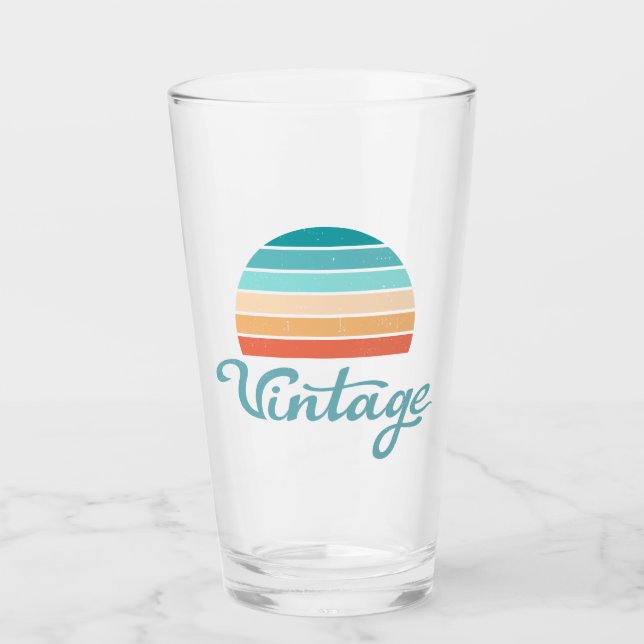 Retro Sunset+Vintages Skript gestört Glas (Vorderseite)
