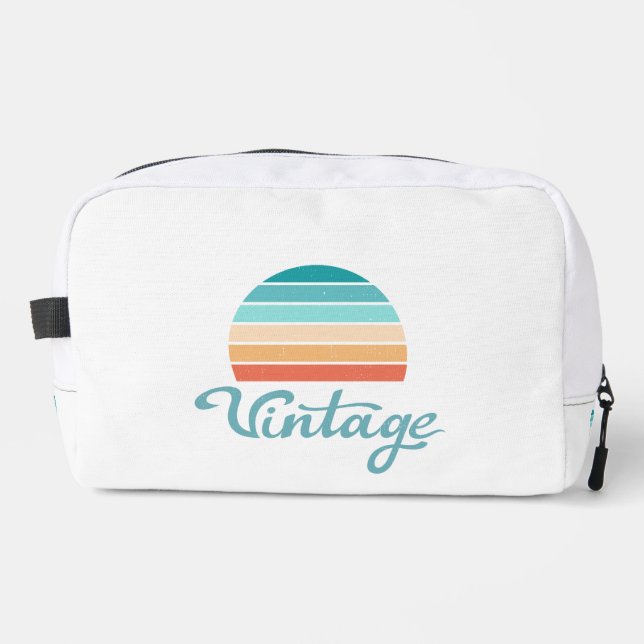 Retro Sunset+Vintages Skript gestört Waschbeutel (Vorderseite)