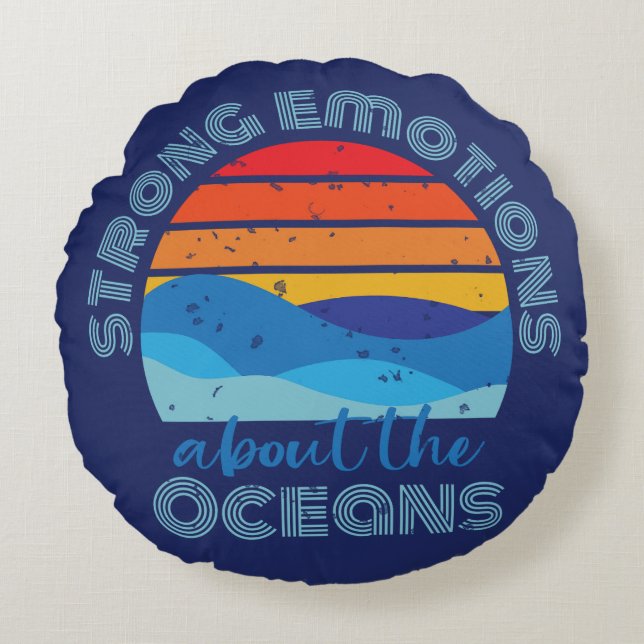 Retro Sunset Waves Ocean Sprichwort Rundes Kissen (Vorderseite)