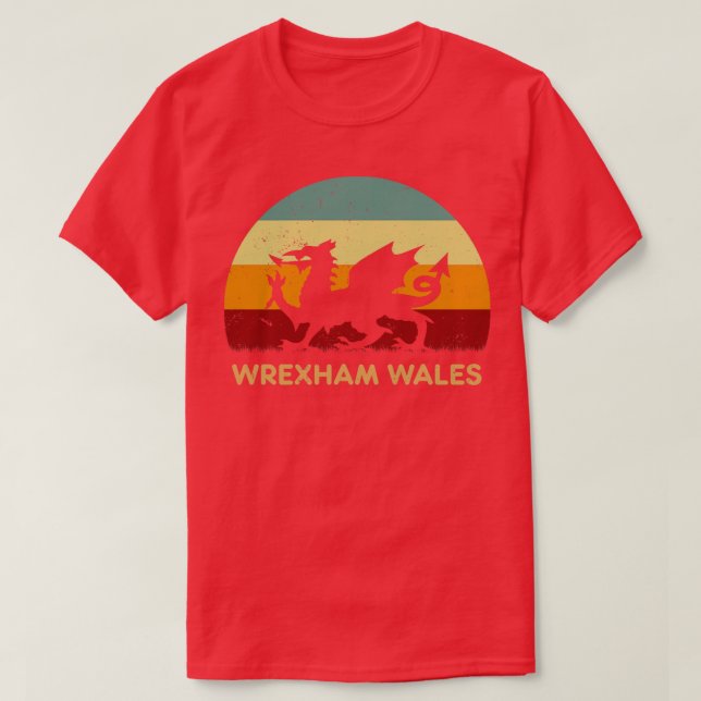 Retro Sunset Wrexham Wales T-Shirt (Design vorne)