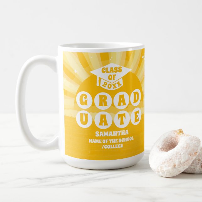 Retro Sunshine Abschluss Kaffeetasse (Mit Donut)
