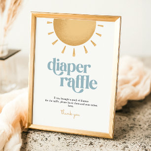 Retro Sunshine Baby Dusche Windeln Raffle Schild