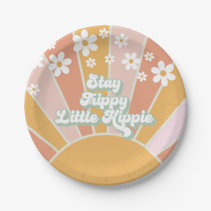 Retro Sunshine Bleibe Trippy Little Hippie floral Pappteller