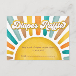 Retro Sunshine Boho Sun Baby Boy Diaper Raffle Begleitkarte