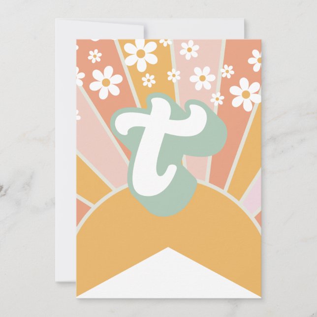 Retro Sunshine daisine boho blumengestalt Banner T Einladung (Vorderseite)