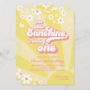 Retro Sunshine daisy boho florale ersten Geburtsta Einladung