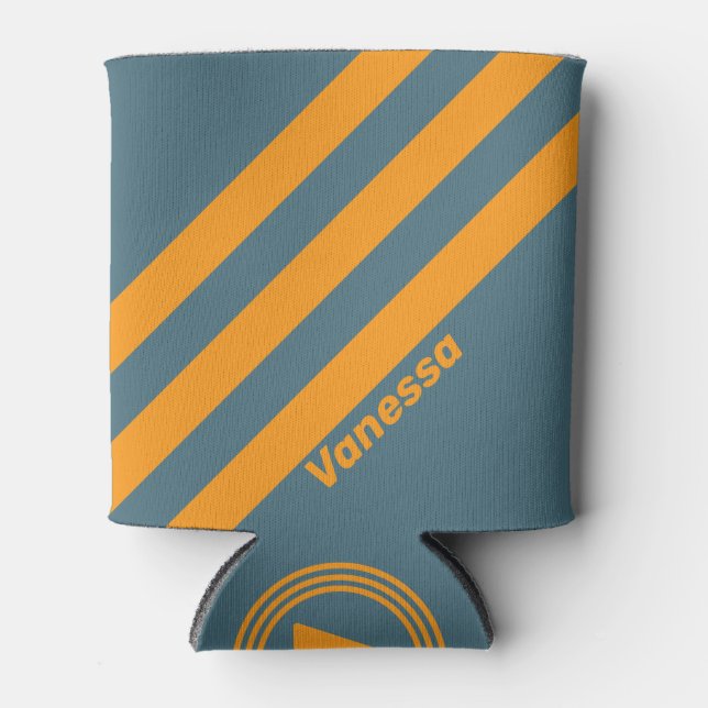 Retro Sunshine Drei Streifen mit Namen Dosenkühler (Vorderseite)