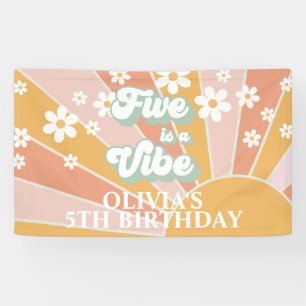 Retro Sunshine FIVE ist ein Vibe Daisy Geburtstag Banner