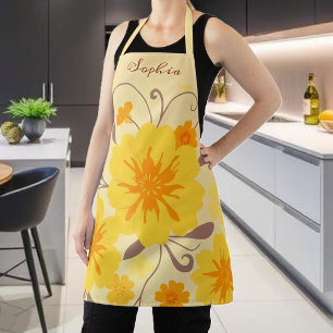 Retro Sunshine Floral Muster Gelbe Blumen Schürze