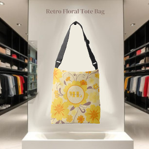 Retro Sunshine Floral Yellow Flowers Tragetaschen Mit Langen Trägern