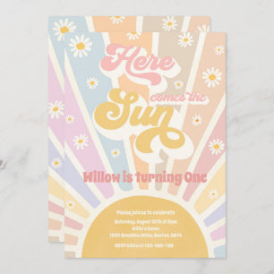 Retro Sunshine Geburtstag Hier kommt das Sun Party Einladung