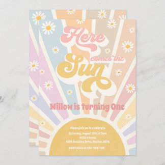 Retro Sunshine Geburtstag Hier kommt das Sun Party Einladung