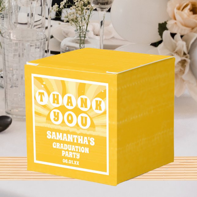 Retro Sunshine Graduation Party Danke Geschenkschachtel (Von Creator hochgeladen)