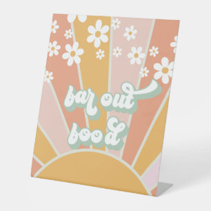 Retro Sunshine Groovy Far Out Food Pedestal Zeiche Sockelschild