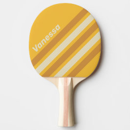 Retro Sunshine Mustard Angled Striping with Name Tischtennis Schläger