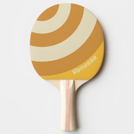 Retro Sunshine Mustard Circle Stripe with Name Tischtennis Schläger
