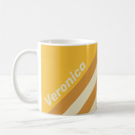 Retro Sunshine Mustard Stripes with Name Kaffeetasse