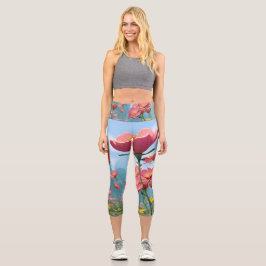 Retro Sunshine Patterns – Bold Colorful Capri Leggings