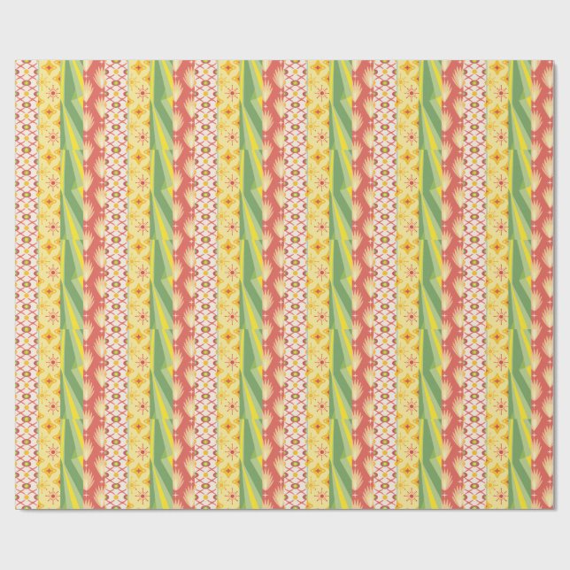 Retro Sunshine Patterns – Bold Colorful  Geschenkpapier (Flach)