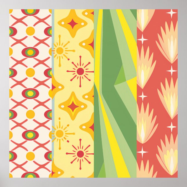 Retro Sunshine Patterns – Bold Colorful  Poster (Vorne)