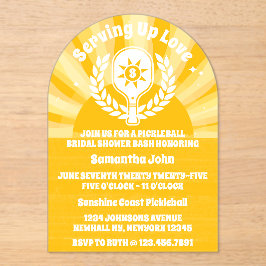 Retro Sunshine Pickleball Brautparty Acryleinladungen