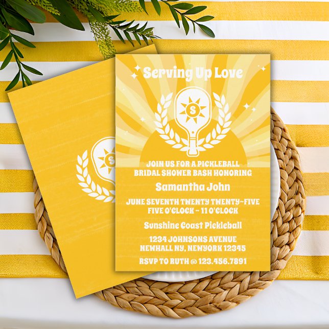 Retro Sunshine Pickleball Brautparty Einladung (Bridal Shower Invitation)