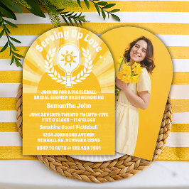 Retro Sunshine Pickleball Brautparty Foto Arch Einladung
