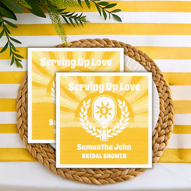 Retro Sunshine Pickleball Brautparty Serviette (Party Napkins)