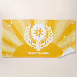 Retro Sunshine Pickleball Brautparty Strandtuch