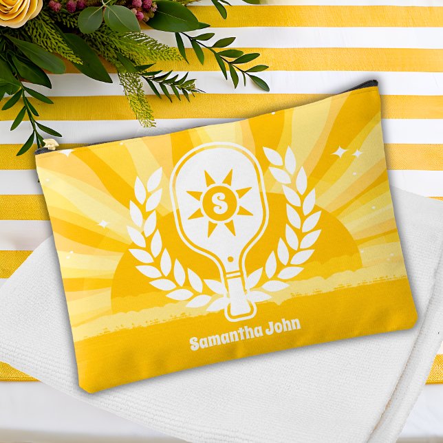 Retro Sunshine Pickleball Brautparty Zubehörtasche (Accessory Pouch)