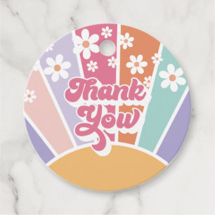 Retro Sunshine Rainbow Daisy Vielen Dank Geschenkanhänger