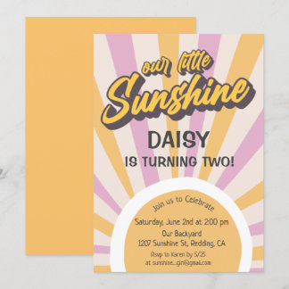 Retro Sunshine Summer Birthday Einladung