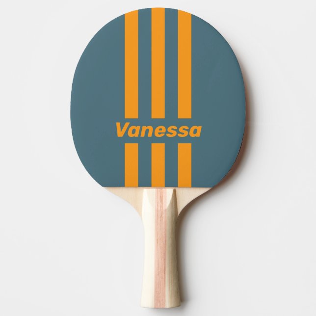 Retro Sunshine Three Pin Stripes with Name Tischtennis Schläger (Vorderseite)