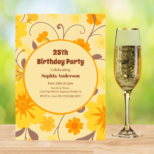 Retro Sunshine Yellow Flowers - Einladung zum Gebu