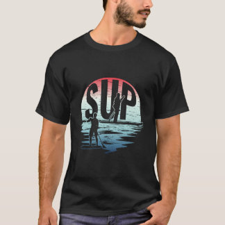 Retro Sup Sunset - Steg up Paddler Wassersport T-Shirt