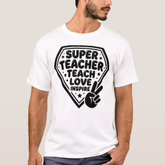 Retro Super Lehrer Friedenszeichen T-Shirt
