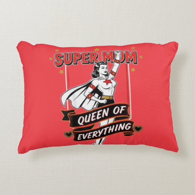 Retro Super Mom Queen of Everything Art Tee Dekokissen (Vorderseite)